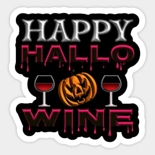 Funny Happy Halloween pun wine glass jack o lantern pumpkin red black 325 Sticker